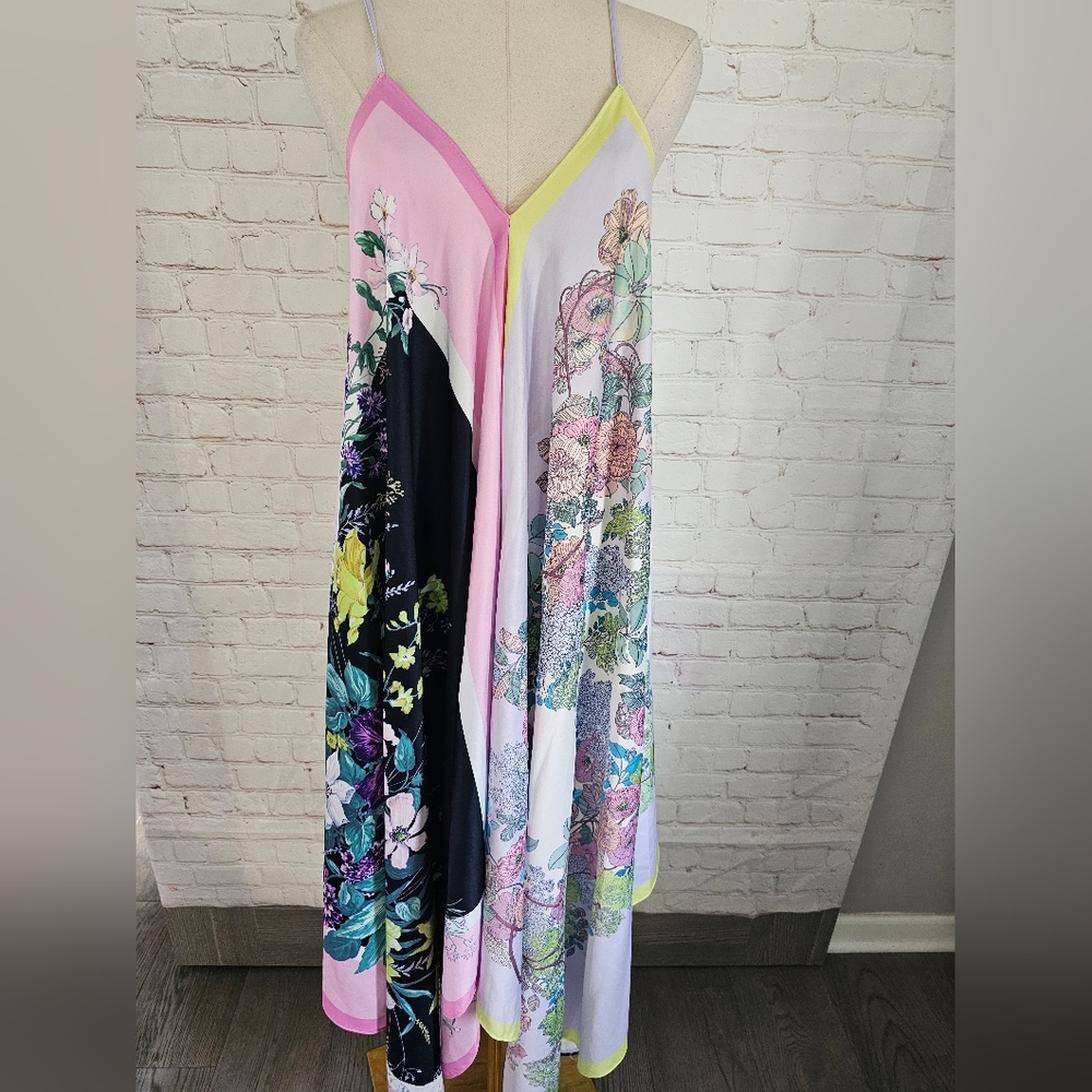 ASOS EDITION Cami Trapeze Scarf Print Satin Dress | Size 4 | EUC